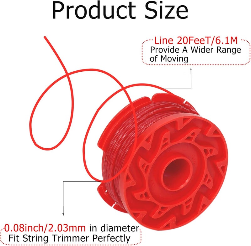 Dilsuaco CMZST080 CMZST0803 8pcs String Trimmer Line(0.08",20Ft) with Cap Head,Weed Eater Wacker Replacement String Line,Compatible with Craftsman CMCST910 Series, CMCST910M1 CMCST910B - Image 2